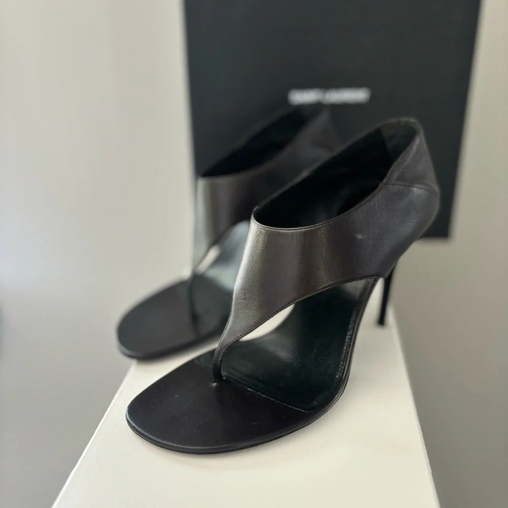 Saint Laurent Nappa Giannutri Harris eagle brown  leather heels size 39